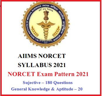 AIIMS NORCET SYLLABUS 2021/NORCET Exam Pattern 2021